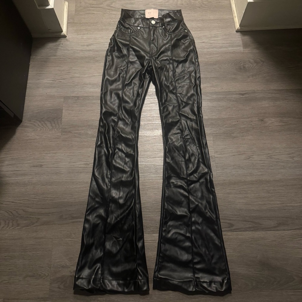 Black High-Waisted Leather Pants